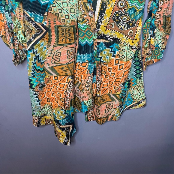 UNCLE FRANK Tunic Top Boho Southwestern Aztec Tribal Print Asymmetrical … - Picture 5 of 10
